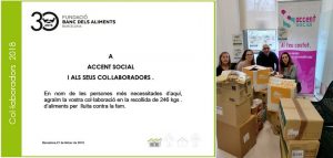Accent Social col·labora amb el Banc dels Aliments Barcelona