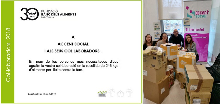 Accent Social col·labora amb el Banc dels Aliments Barcelona